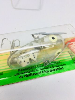 Vintage 1995 Heddon Crazy Crawler Fishing Lure Clear With Dice Inside Tough Wow