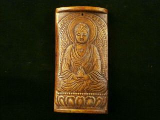 Good Quality Pure Chinese Old Bone Hand Carved Sakyamuni Buddha Pendant I119