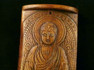 Good Quality Pure Chinese Old Bone Hand Carved Sakyamuni Buddha Pendant I119 2