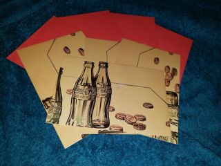 Vintage 1989 Coca - Cola Gibson 4 Blank Stationary Note Cards And 4 Envelopes