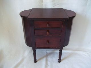 Antique Mahogany Martha Washington Sewing Stand Cabinet Table 3 Drawers