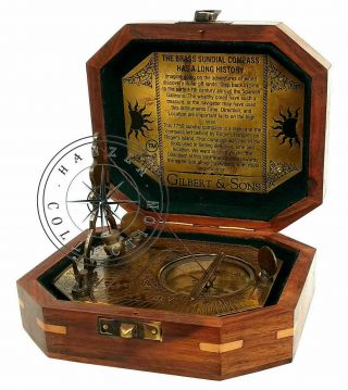 Vintage Brass Sundial Antique Gilbert & Sons London Directional Pendulum Compass 2