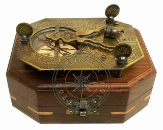 Vintage Brass Sundial Antique Gilbert & Sons London Directional Pendulum Compass 3