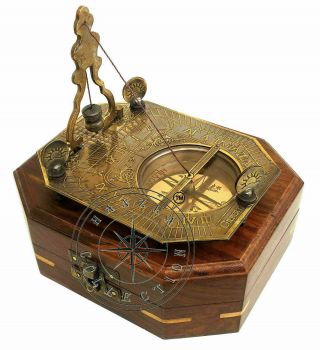 Vintage Brass Sundial Antique Gilbert & Sons London Directional Pendulum Compass 4