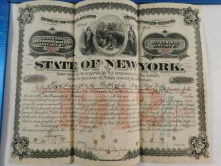 Antique 1897 State Of York 15 Year Canal Improvement Bond