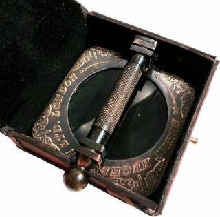 Brass Magnifying Glass Adjustable Antique Vintage Magnifier Wooden Base 3