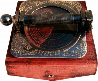 Brass Magnifying Glass Adjustable Antique Vintage Magnifier Wooden Base 5
