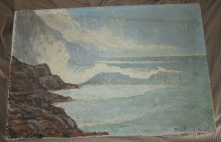 Antique Oil On Canvas Painting - Seascape Of A Stormy Sea,  Signed