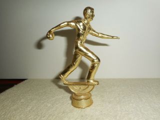 Vintage Bowling Trophy Topper Gold Tone Metal Duckpin Candlepin Fine Detail