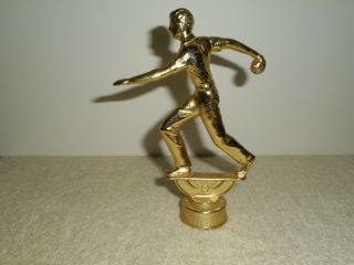 Vintage Bowling Trophy Topper Gold Tone Metal Duckpin Candlepin Fine Detail 3