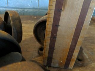 4 Large Antique Industrial Hamilton Cast Iron Double Wheel Swivel Casters 2