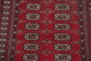 Antique Geometric Red Bokhara Pakistan Area Rug Hand - Knotted Oriental Wool 3 