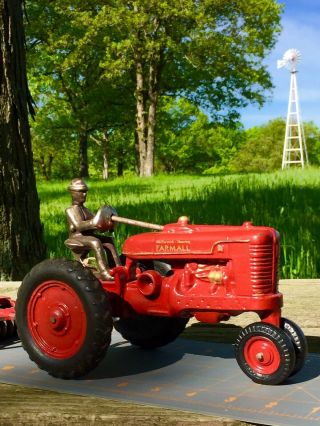 Antique Vintage Cast Iron Toy Arcade Ih Farmall M Tractor “binder”