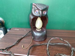 Antique Van Briggle Mulberry Owl Lamp Nr