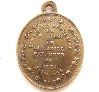 OUR LADY OF THE TRELLIS - ANTIQUE RELIGIOUS MEDAL PENDANT FROM 1854 2