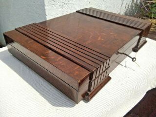 Vintage Art Deco Wooden Cutlery Canteen Box / Storage Box With Key
