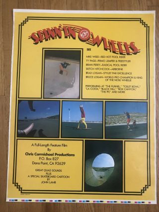 Vintage Spinn’nn Wheels Skateboarding Skate Movie Poster 70’s