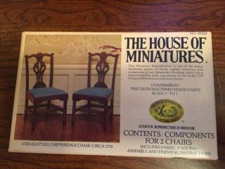 1/12 Straight Leg Chippendale (2) Chairs 40028 House Of Miniatures Open Complete