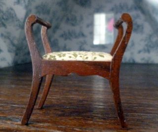Vintage Sonia Messer Upholstered Bench 1:12 Dollhouse Miniature Made In Columbia