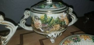 antique Capodimonte 17 Piece Tea Coffee Demitasse Set Cherubs Italy 4