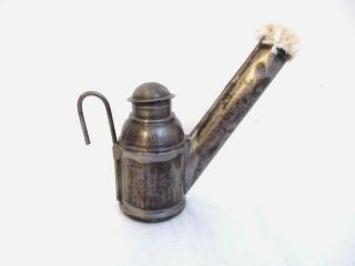 Antique Tin Mining Miners Cap Wick Oil Lamp/lantern - Teapot