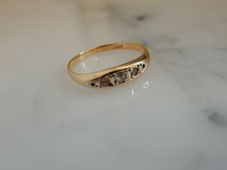 A Antique Art Deco Gold And Diamond Three Stone Ring