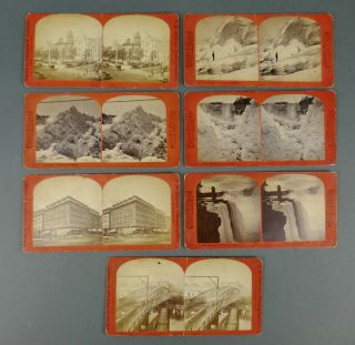 Antique Set Of Seven George Curtis Niagara Falls Chicago Stereoview Photograph
