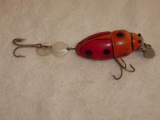 Vintage Fishing Lure Wooden Creek Chub Beetle 3853 Orange Tough Color