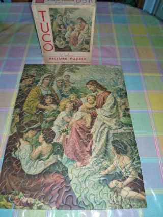 Antique Vintage Tuco Religious Jigsaw Puzzle Jesus & Little Children & Women Men