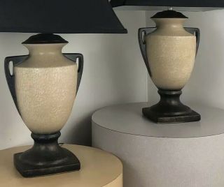 Pair Vintage Mid Century Retro Urn Roman Gladiator Medieval Lamps 1980s Deco