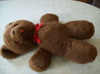 Vintage Musical WindUp Brown Stuffed Bear Character Novelty Co Red Felt Tong 13 