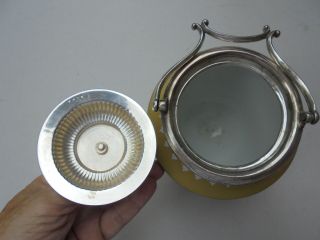 Old Antique Wedgwood 3 - Color Jasperware Biscuit Jar Yellow Black White Silverplt 8