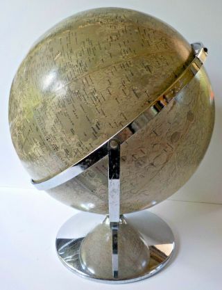 Rand Mcnally 12 " Lunar Moon Globe Space Age Mid - Century Modern With Chrome Stand