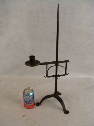Antique 18c Style Wrought Iron Adjustable Candle Holder