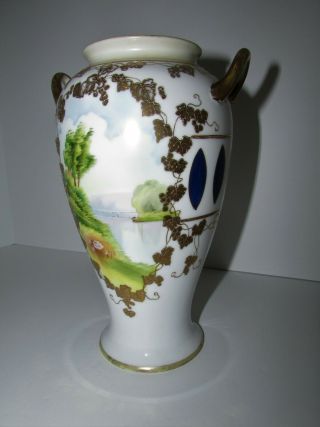Antique Hand Painted Nippon Vase with Handles 2