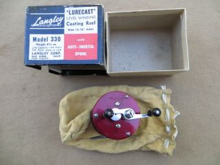 Vintage Langley Model 330 " Lurecast " Near Cond Baitcasting Reel/box