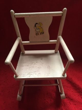 Vintage Doll - Size Pink Rocking Chair W/ Boy/girl - Decal 1950 