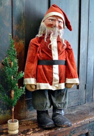 Antique Christmas 25” Cloth Santa Doll