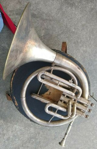 Antique Frank Holton Collegiate F French Horn In Case ? Mellophone ?