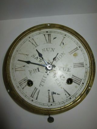Antique E.  N.  Welch Double Dial Upper Clock Movement With Dial And Hands