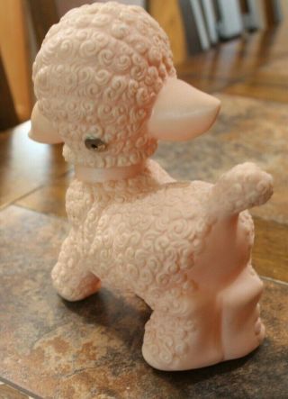 VINTAGE 1955 SUN RUBBER CO PINK BABY SHEEP,  LAMB SQUEAKY TOY,  SQUEAKER 3