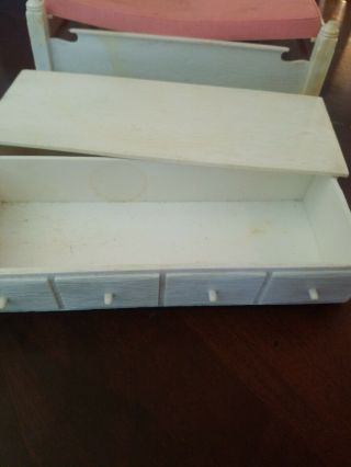 Vintage Barbie Susy goose vanity,  bench Bed and Dresser / Hope Chest ? 3
