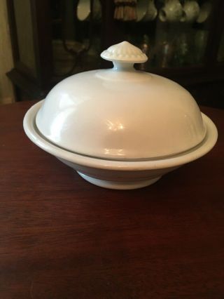 Antique John Maddock & Sons White Ironstone Butter Dish Early Stamp
