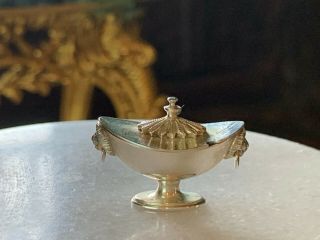 VINTAGE Miniature Dollhouse ARTISAN Mike Sparrow Sterling Silver Sauce Tureen 4