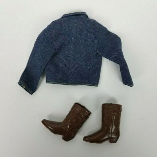 Vintage Barbie KEN WAY OUT WEST jacket and cowboy boots retro denim Western 1972 2