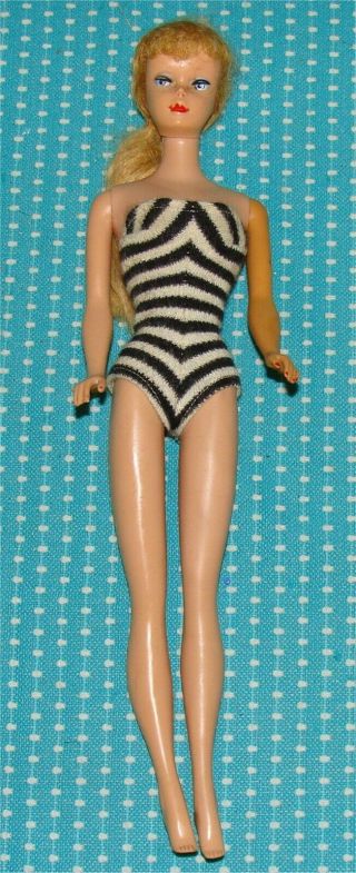 Vtg Barbie Doll 4 Or 5 Blond Ponytail Swimsuit Japan Blue Eyes Swim Suit