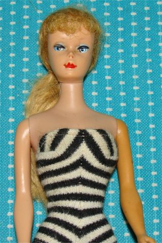 Vtg Barbie Doll 4 or 5 Blond Ponytail Swimsuit Japan Blue Eyes Swim Suit 2