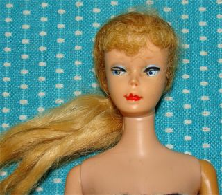Vtg Barbie Doll 4 or 5 Blond Ponytail Swimsuit Japan Blue Eyes Swim Suit 4