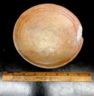 Mlc S3563 6” X 1 1/2” Old Painted Red Ware Bowl Plate Pre Columbian Pot Pottery