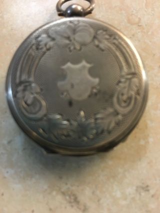 Antique Open Face Silver Pocket Watch Case - Case Only Cylindre Huit Rubis